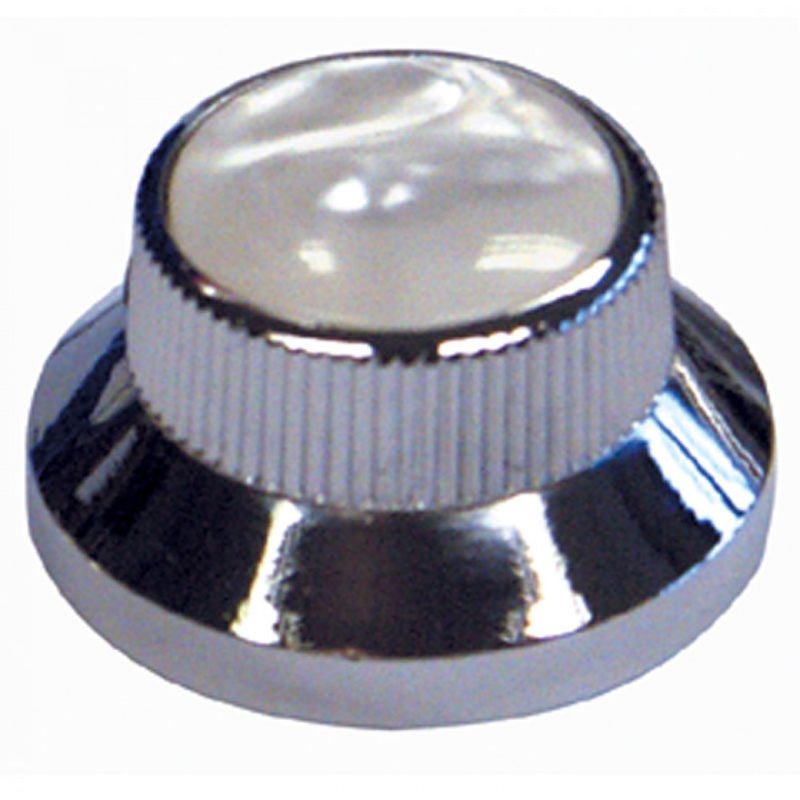 Guitar Tech Control Knobs ~ Chrome/White Pearloid