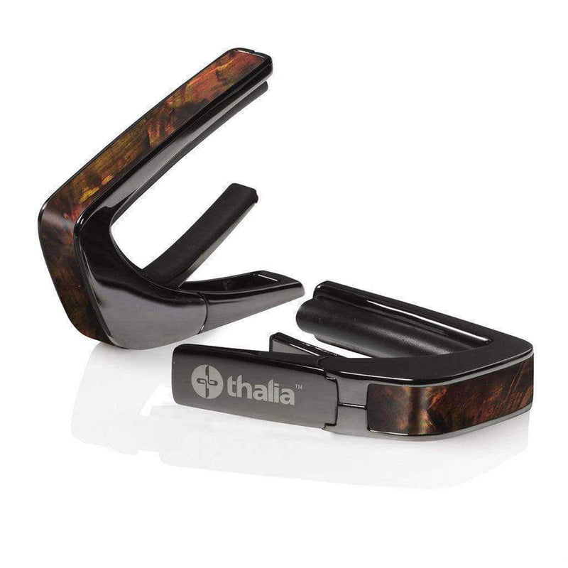 Thalia Exotic Series Shell Collection Capo ~ Black Chrome with Tennessee Whisky Wing Inlay