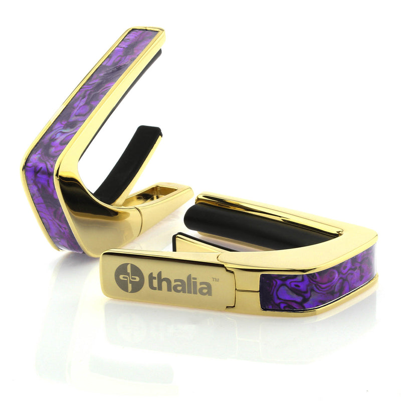 Thalia Exotic Series Shell Collection Capo ~ Gold with Purple Paua Inlay