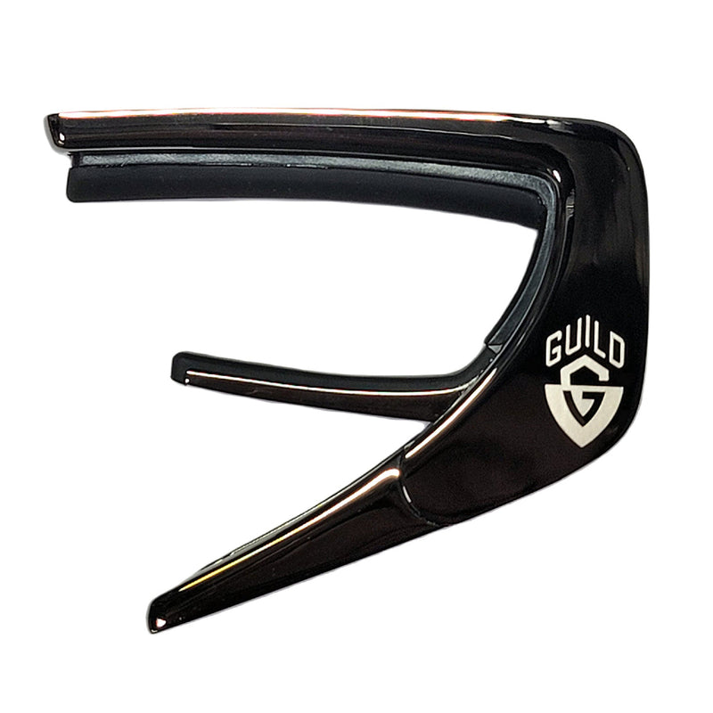 Guild® by Thalia Black Chrome Capo ~ Ebony Inked on Black Ripple with G Shield Inlay